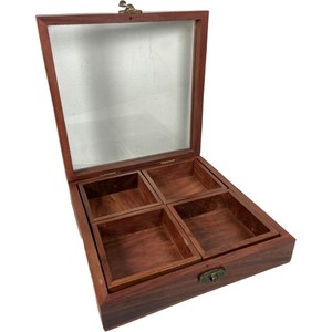 Directo de fábrica de lujo de madera de acacia Natural Masala Dabba caja de alta calidad esmalte impreso especias estante contenedor tapa para cocina casera - Product Image 4