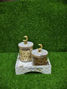Classy New Storage <b>Jar</b> With Tray Tabletop Container Handmade Attractive Resin Style Storage Box Tabletop Serving <b>Decoration</b> - Product Image 5
