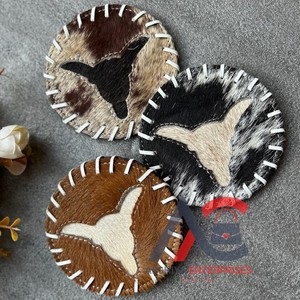 Real Handmade <b>Hair</b> on Hide Fur Leather Tea Coaster Coffee Tea Cup Mat Tableware Home Accessories Drink and Barware Fur Coasters - Product Image 1