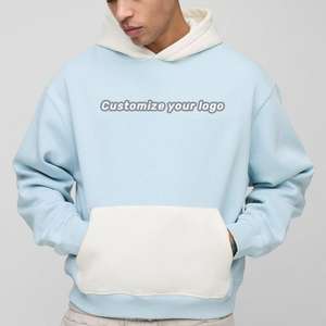 Venta al por mayor nueva otoño Colorblock hombres Sudadera con capucha personalizada pantalla impresa Sudadera con capucha cuadrada de gran tamaño - Product Image 6