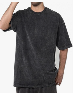 Camisetas Extra Grandes con Lavado Ácido para Hombre, 100% Algodón, Cuello Redondo, Manga Corta, Corte Regular, Estilo Casual Urbano, Transpirable - Product Image 1