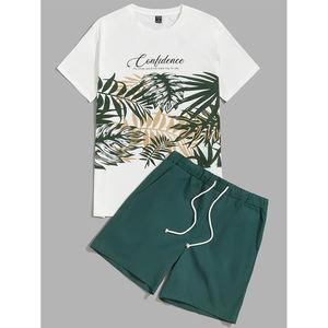 Ensemble 2 pièces pour hommes Chemise courte Ensemble décontracté pour hommes Conception libre Nouveau style personnalisé Vente en gros Ensemble court de t-shirt à manches courtes de haute qualité - Product Image 1