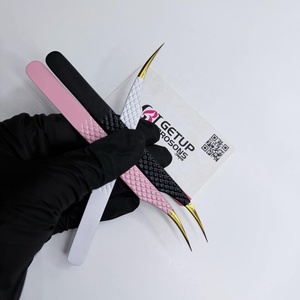 Pince à épiler isolante en acier inoxydable Getup Brosons Impex pour extensions de cils, revêtement en poudre de différentes couleurs, pointe dorée, logo personnalisé - Product Image 3