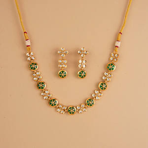 Clásico antiguo chapado en oro collar conjunto de moda joyería artificial exportador en la India - Product Image 3