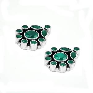 925 Sterling Silver <b>Earring</b> Stud Natural Green <b>Onyx</b> Gemstone Jewelry with Rose Gold Accents Perfect Gift for Women - Product Image 1