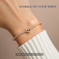 Bracelet Tennis Iced Out en Acier Inoxydable Plaqué Or 18K avec Zircons Cubiques pour Femme – Luxe Léger, Vente en Gros