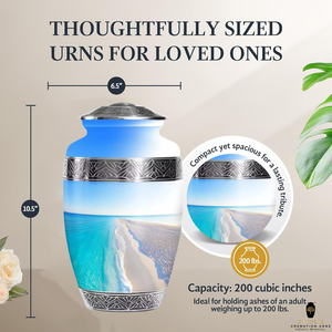 River view Metal Cremation <b>Urn</b> Premium Aluminum Memorial <b>Urn</b> with Meena Coating <b>Large</b> 220 cu in Capacity Leakproof & Engravable - Product Image 5