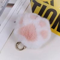 Porte-clés boussole en peluche douce au design de dessin animé Kawaii, pompon en fausse fourrure en forme de patte d'ours 3D, breloque de voiture et pendentif de sac