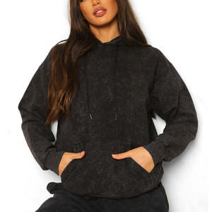 Nouveau style de sweat à capuche respirant anti-rides pour les femmes longueur régulière entièrement personnalisé logo avant de lavage à l'acide teint uni pour l'hiver - Product Image 3