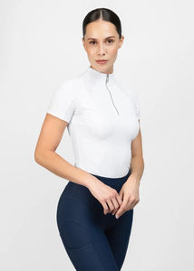 Chemise d'équitation à manches courtes pour femmes, légère, respirante, tissu extensible, couche de base pour l'équitation, service OEM - Product Image 2