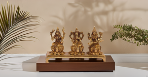 Handmade Modern Brass Laxmi Ganesh Saraswati Idol Ganesha Statue for Tabletop Home Decor Birthday or Graduation Gift" - Product Image 2