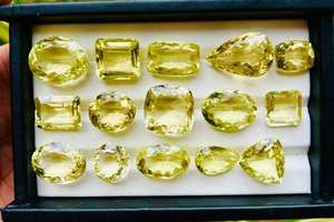 หินควอตซ์ตัดจากมะนาวสีเหลืองธรรมชาติใช้สำหรับทำเครื่องประดับ - Product Image 3