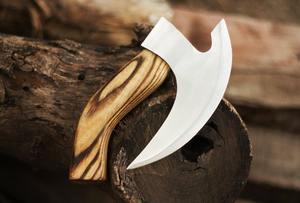 Hacha de pizza de acero inoxidable estilo vikingo de alta calidad, cuchillo de cocina forjado a mano con mango de madera de Fresno, Funda de cuero MOQ 5 uds - Product Image 6