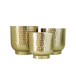 Elegant Hammered Gold Metal Indoor Planter <b>Stand</b> Set 2 Eco-Friendly Modern Flower Pot for Home Garden Balcony Living Room Office - Product Image 4