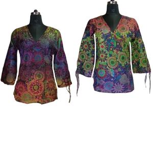 Top con cinturón corto de algodón con estilo para mujer, artículo de moda para vestido informal, función transpirable y de secado rápido - Product Image 1