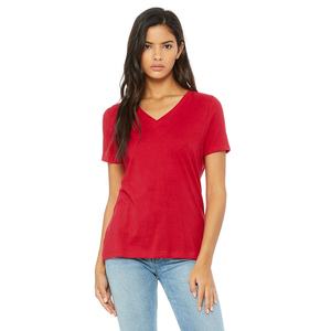 T-shirt à manches courtes en jersey décontracté pour femme Bella Canvas, couleur Berry, col en V, 100% coton peigné Airlume, respirant - Product Image 4