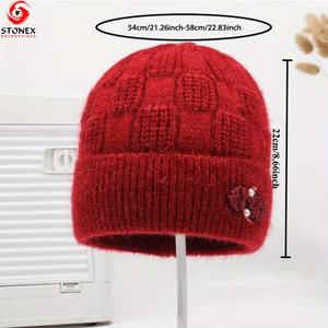 หมวกบีนนี่ไหมพรมบุขนหนานุ่มสำหรับผู้ชาย พิมพ์โลโก้ได้ เหมาะสำหรับฤดูหนาว กิจกรรมกลางแจ้ง และกีฬาชายหาด - Product Image 4