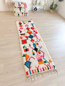 Tapis berbère marocain multicolore en laine, lavable à la main, toutes saisons, Azilal Beni Design Nouvelle arrivée Ensembles de tapis - Product Image 4