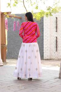 Designer Traditional Style Fancy Silk Gown Koti Set Western Printed Work <b>Shrugs</b> Salwar Kameez for Party or <b>Wedding</b> Ensemble - Product Image 6