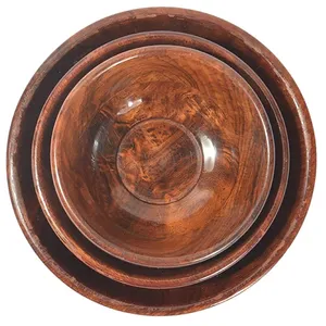 Wooden Serving Bowl Soup Dining Bowl Wooden Bowl Multipurpose use Set of 3 Takai Design