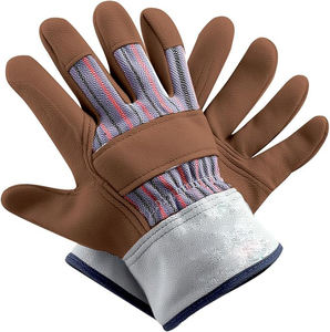 Gants de travail robustes, cuir de vachette à double couche, doublure en coton, paume en cuir, jardinage, gants de jardin, durabilité améliorée. - Product Image 1
