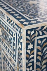 MUEBLES CON INCRUSTACIONES DE HUESO Diseño moderno Gabinete de hueso real con 7 cajones para sala de estar Cabina con incrustaciones de hueso REALIDAD HECHO A MANO - Product Image 6