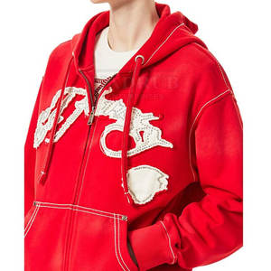 Chándal bordado de tela suave Conjunto de dos piezas con arte bordado personalizado Chándal de punto elegante - Product Image 3