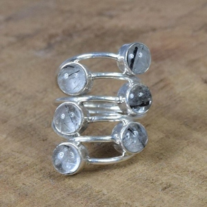 Bague de créateur en rutile noir multi-gemmes, faite à la main, en argent sterling 925, bijoux pour femmes, accessoire cadeau - Product Image 2