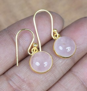 Piedra natal de octubre, joyería hecha a mano de cuarzo rosa Natural, pendientes de piedras preciosas de Plata de Ley 925, regalo para ella, Pendientes colgantes de piedra - Product Image 5