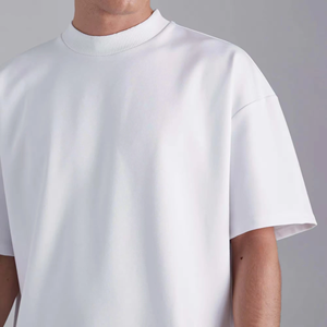 T-shirts unis col rond épaule tombante T-shirts pour hommes 100% coton biologique avec logo personnalisé et impression graphique - Product Image 5