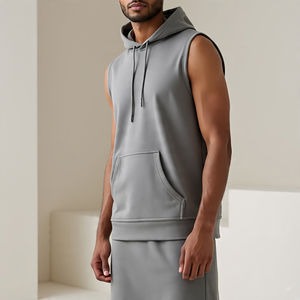 Débardeur sans manches à capuche Muscle Fit Hommes Athlétique 100% Coton Stringer Débardeur à capuche Hommes Workout Fitness Débardeur - Product Image 6