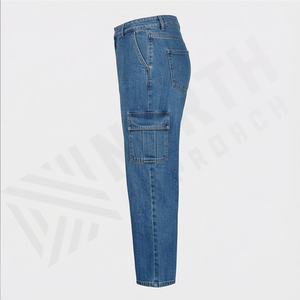 Pantalones Vaqueros Cargo de Pierna Recta de Cintura Alta para Mujer, de la Mejor Calidad, con Diseño de Logotipo Personalizado, Transpirables, Tallas Grandes, Lavados, a la Moda - Product Image 3