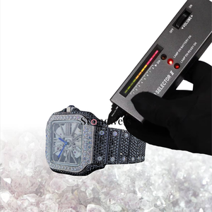 นาฬิกาออโตเมติกประดับเพชรโมอิสสีดำสำหรับผู้ชายหน้าปัดสี่เหลี่ยมงานทำมือปรับแต่งได้นาฬิกาสำหรับใส่ไปงานปาร์ตี้ - Product Image 6