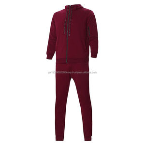 Wholesale Custom Plain Tracksuits For Men <b>Burgundy</b> Hoodie And Jogger Two Piece Casual Sportswear Gym Wear Supplier - Product Image 4