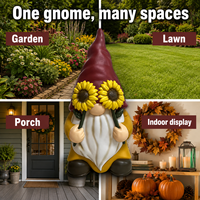Statue de gnome fantaisiste de la récolte, tenant des tournesols, décoration de jardin sans visage pour ferme, cour, balcon, étagère et table