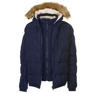 เสื้อโค้ทบุนวมของผู้ชายเสื้อโค้ทบุนวมมีปกตั้งและเสื้อโค้ทขนสังเคราะห์มีฮู้ดเสื้อแจ็คเก็ตขนเป็ดแบบฟองสำหรับฤดูหนาวที่อบอุ่น - Product Image 6