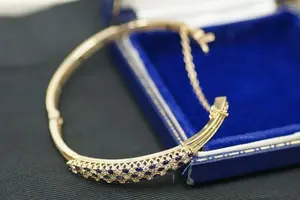 Pulseras de Diamantes Moissanite de Corte Redondo, Brazalete de Zafiro, Plata 925 - Product Image 5