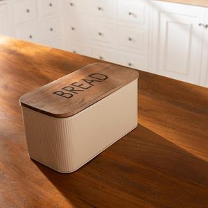 Hot Selling Custom Logo Bread Box Metal and Wood Storage for Freshly Baked Bread for Kitchen Home Use PC <b>Plastic</b> - Product Image 3