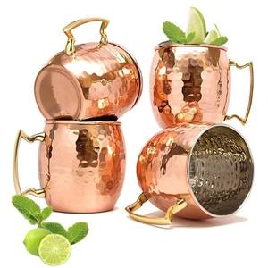 Coffret cadeau Moscow Mule à arrivée directe d'usine Tasses à bière en cuivre avec tasse martelée et jigger Nouvelles tasses en céramique - Product Image 5