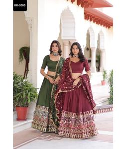 Latest Women Traditional function Wear Vichitra Silk <b>Material</b> Lehenga Choli with Low Price and Best Quality Indian Clothes - Product Image 1