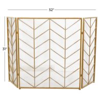 Écran de cheminée en métal contemporain avec motif chevron, en laiton et fer, protection contre les étincelles de feu, couverture décorative en maille de sécurité pour intérieur