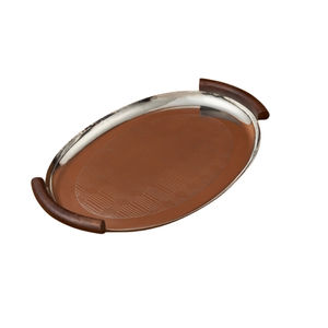 Plateau de service rond Ramadan Special Premium Plateaux de service avec manche en bois Plateau de service alimentaire de conception du Moyen-Orient fini doré - Product Image 6