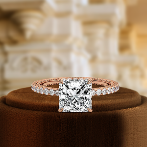 Anillo de Compromiso con Diamante de Laboratorio de 1 Quilate, Corte Princesa, Certificado IGI, Oro Sólido de 14K, Solitario con Halo Oculto - Product Image 3