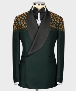 Esmoquin de Lujo para Boda Traje Formal Verde para Novio Corte Slim Fit Blazer Chaleco y Pantalón para Hombre Hecho a la Medida Traje para Fiesta de Graduación - Product Image 1
