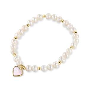 Bracelet élastique doré avec pendentif en nacre en forme de cœur Jeulia - Product Image 2
