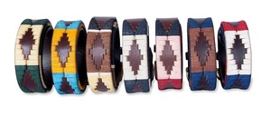 Ceintures en cuir véritable de qualité supérieure brodées à la main Ceinture en cuir de polo noir et blanc Boucle dorée Accessoire de sport - Product Image 4