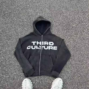 ชุดกีฬากันเหงื่อสำหรับผู้ชายชุดวอร์มสองชิ้นกางเกงบานมีฮู้ดชุดวอร์มสำหรับผู้ชายระบายอากาศได้ดีโลโก้2024 - Product Image 6