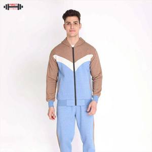 Survêtement à capuche à couleurs bloquées pour hommes de qualité supérieure Style décontracté doux Durable 100% coton tissu polaire respirant hiver Gym - Product Image 1