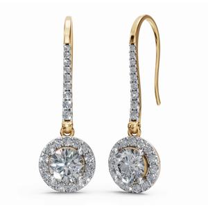 Boucles d'oreilles de créateur en or 18 carats de haute qualité, serties de diamants ronds, bijoux de laboratoire cultivés, vente en gros B2B, exportation - Product Image 5