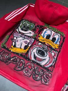 Sweat-shirt à capuche oversize tendance pour homme, en molleton de coton et polyester, imprimé numérique, avec appliques, pour l'hiver - Product Image 3